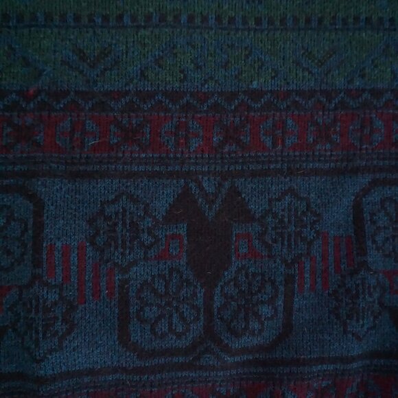 Vintage Vogue Green Patterned Winter Knit Sweater Cabincore Old Money L - Picture 8 of 9